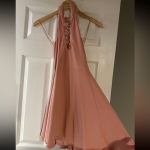 Elegant Pink Halter Dress